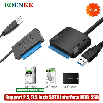 USB-SATA 3 Kábel Sata USB3.0 Adapter Kábel Támogatja 22Pin 2.5/3.5 inche Külső HDD-SSD Merevlemez Számítógép Kábel Csatlakozó