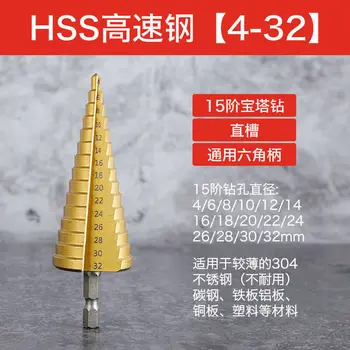 4-20 mm HSS egyenes fuvola titán bevonatú lépés fúró fa, fém, rozsdamentes acél mag fúró center fúró 4