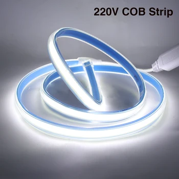 COB LED Szalag AC 220V IP67 Vízálló, Nagy Sűrűségű CRI 90 3000K 4000K 6000K Rugalmas Szalag, Kötél, LED Kültéri Dekoráció