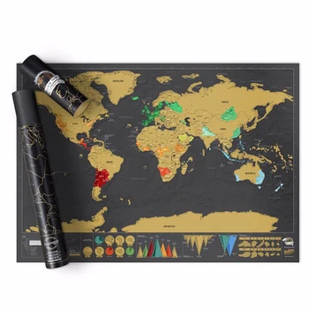 1DB Fekete World Travel Térkép nulláról Térkép Személyre szabott Erase Világ Térkép Nélkül Cső, Kreatív Dekoráció, Fali Matricák