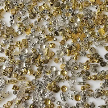 JunKang 50pcs vegyes tétel ősi ezüst, arany különböző távtartó, gyöngyök, tömítések, távtartók, csatlakozók, DIY kézzel készített ékszerek