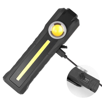 LED COB Fény Mágneses Szegnyereg Elforgatása 180 Fokos Torch Vizsgálat Fényt Bulit Akkumulátor Töltés USB-kábel Taktikai Zseblámpa 4