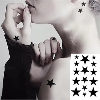 Body Art vízálló ideiglenes tetoválás a férfiak, a nők, gyönyörű 3d-s fekete csillag design flash tetoválás matrica Ingyenes Szállítási HC-021