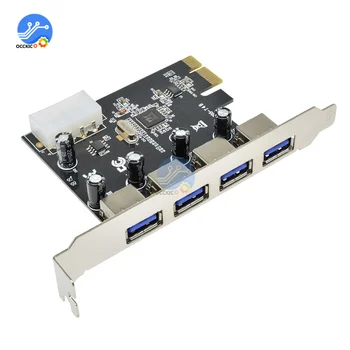 4 Port az USB 3.0-ÁS PCI-e bővítőkártya 5 Gbps Sebességű PCI Express PCIe USB 3.0 Hub Adapter Vezérlő USB 3 0 PCI-E Express Adapter 1