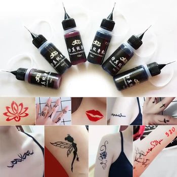 6 Szín Tetoválás Pigment Tinta 10ML/Palack Biztonságos Állandó Tetováló Festékek, Kellékek a Test Szépségét, a Tetoválás Művészet Professzionális Felhasználásra