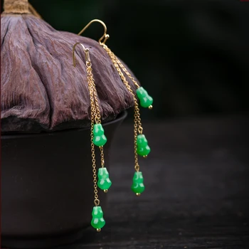 925 Ezüst Természetes Zöld Jade Kő Kör alakú Gyöngy Gyöngy Fülbevaló Eredeti DIY Kézzel Tartozékok Nők Kő Ékszerek 1