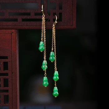 925 Ezüst Természetes Zöld Jade Kő Kör alakú Gyöngy Gyöngy Fülbevaló Eredeti DIY Kézzel Tartozékok Nők Kő Ékszerek 2