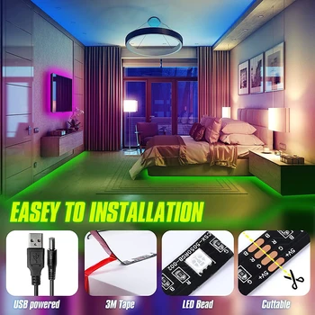 Infravörös Távirányító LED Szalag Bluetooth-Kompatibilis, Smart RGB Lámpa Zenekar TV Kerti Kemping Haza Fürdőszoba Lámpa, Dekor Szalag 3