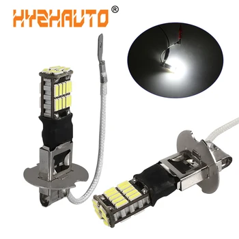 HYZHAUTO 2db H3 LED Ködlámpa Fehér 26 SMD 4014 LED Izzók Autó Ködlámpa Nappali menetjelző Fény Auto Lámpa 6000K DC12V