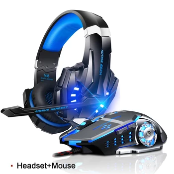 MINDEN G9000 Stereo Gaming Headset a PS4 Mély Basszus Számítógépes Játék, Fejhallgató, Fülhallgató, beépített LED Fény Mic+3200PDI Pro Gaming Mouse 0