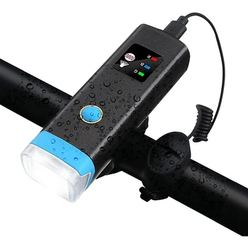 Kerékpár Lámpa Első LED-es Beállítás,2400 Mah Kerékpár első Lámpa 120Bd Horn,5 Fény Mód Vízálló Kerékpár Lámpa Az Éjszakai Lovaglás