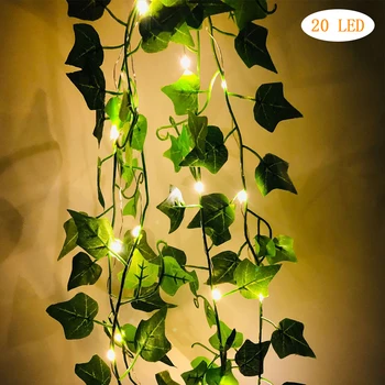 2/10m Növény levél garland tündér fény dekoráció LED Réz Drót string fény Esküvői erdő Táblázat Karácsonyi haza party Dekoráció