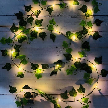 2/10m Növény levél garland tündér fény dekoráció LED Réz Drót string fény Esküvői erdő Táblázat Karácsonyi haza party Dekoráció 2
