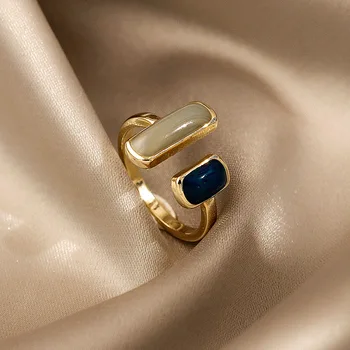 Francia Retro Szín Megfelelő Olaj Csepp Nyitó Gyűrűk Nő 2021 Koreai Divat Luxus Máz Arany Gyűrű Lányok Ékszerek Fél Ajándék