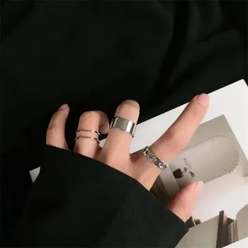 Új Divat Egyszerű Design Anillos Vintage Ezüst Színű Közös Gyűrűk Szettek Női Ékszerek koreai Változat Állítható Közös Gyűrűk