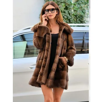 A nők valódi nercbunda, kabátok, női bunda, bunda valódi, hosszú prémes kabát női téli ruhák, oversize 6xl 5xl 7xl-Utánzat, szőrme kabátok 1