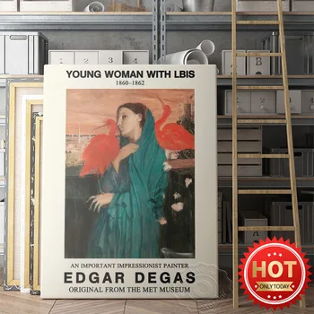 Impresszionista Festő Edgar Degas Metropolitan Museum Kiállítási Plakát, Edgar Fiatal Nő Ibis Művészeti Alkotások Freskó, Wall Art