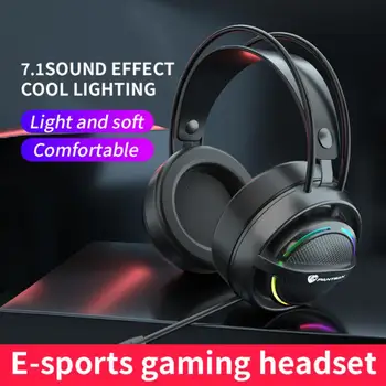 Gaming Headset 7.1 Virtuális 3,5 mm-es Vezetékes Headset RGB Lámpa Játék Fejhallgató zajszűrős Mikrofonnal Laptop PS5 Játékos