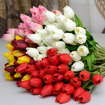 Szép Tulipán Flores művirágok Tulipany Hamis Virág Karácsonyi Dekoráció az Otthoni esküvői Dekoráció 5