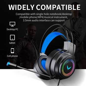 G60 Gaming Headset Mikrofon Színes Fény a PC Gamer Fejhallgató Térhatású Sztereó Vezetékes Fülhallgató USB Mikrofon Laptop