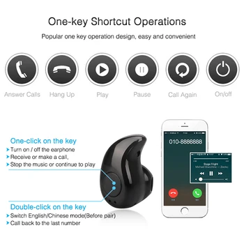 Mini Láthatatlan Egységes Vezeték nélküli Fejhallgató zajszűrős Bluetooth-kompatibilis Kihangosító Sztereó Fülhallgató Fülbe Samsung Huawei 1