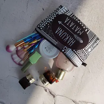 Tárolási Utazási Smink Táska Hakuna matata Hordozható Típus Make up Kozmetikai Táskák Esetben Többfunkciós tolltartó Nők Tisztálkodási Táska 2