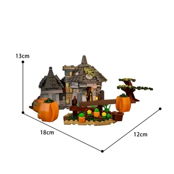 MOC kreatív Halloween tök lámpás Kísértetjárta Ház, Építészet, Épület-Blokk, Beach House Modell Tégla Tréfa gyermekjátékok 2