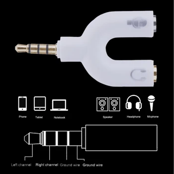 Egy-két Audio Adapter Hordozható U Típus 3,5 MM-es Fejhallgató-Csatlakozó Sztereó Audio Kábel Elosztó Okostelefon, MP3-MP4 Lejátszó 2