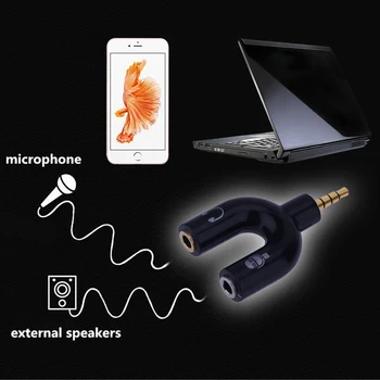 Egy-két Audio Adapter Hordozható U Típus 3,5 MM-es Fejhallgató-Csatlakozó Sztereó Audio Kábel Elosztó Okostelefon, MP3-MP4 Lejátszó 3