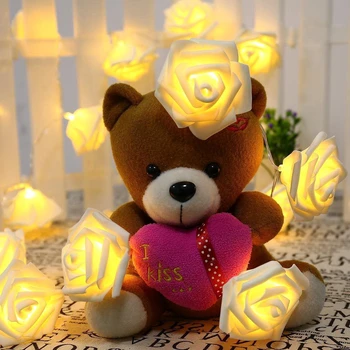 20 LED Rózsa Virág String elemes tündérfény Esküvői Haza, Születésnap, Valentin Nap, Rendezvény, Buli, Koszorú Dekoráció Luminaria