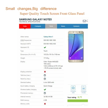 Szuper Minőségű Samsung Galaxy Note 5 N920 N920F érintőképernyő Első Üveg Panel Érintőképernyős LCD Külső Lencse 5.7