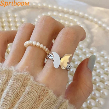 Évjárat Egyszerű 3D Pillangó, Ezüst Gyűrű a Nők, Lányok Retro Nyilatkozat Luxus Fém Gyűrű Niche Design Női Anillos Ékszerek