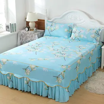 3PCs Grace virágos ágytakaró ágynemű pamut nyomtatás king-size ágy, fedél ágytakarók királynő hálószoba, lakberendezés ágy, fedél párnahuzat 4