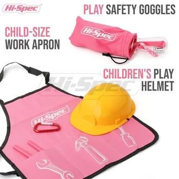 Hi-Spec 18pc Kézi Szerszámok Rózsaszín Faipari Szerszámok Lány Igazi Gyerekek Kezét szerszámkészletek Multi Eszközök Herramientas A Szerszám Táska 2