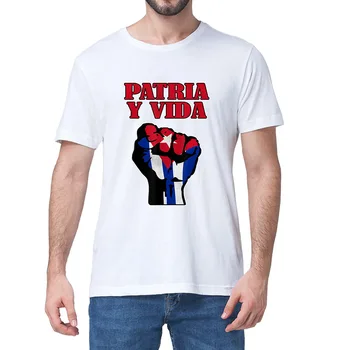 Unisex 100% Pamut Patria Y Vida Kuba Kubai Zászló Ököl Szabad Kuba Nyáron Férfi Újdonság Túlméretezett Póló Női Alkalmi Streetwear