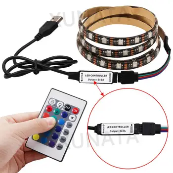 5V USB LED Szalag Lámpa RGB 5050 16 színű Vízálló, Flexibilis Led Szalag TV Vissza Fények Színe Változik az 24Key Távirányító