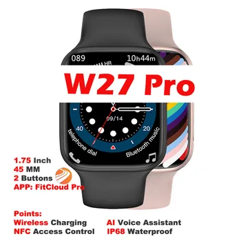 Új IWO W27 PRO Intelligens Karóra Férfi NFC Siri BT Hívás Vezeték nélküli Töltés Aludni Monitor Üzenet a Nők Smartwatch Pk W37 PRO DT100 PRO+
