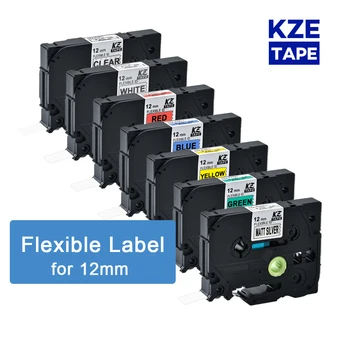 KZE 12mm FX231 Többszínű Hajlékony, Laminált-Kábel Címke, Szalag Kompatibilis Tze-FX231 tze szalag Rugalmas címke a P-touch nyomtatók