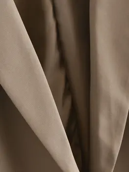Irodai Viselet Egyetlen Gomb Blézer Kabát Női Divat Vintage Barna Hosszú Ujjú Zseb Női Felsőruházat Ősz 4