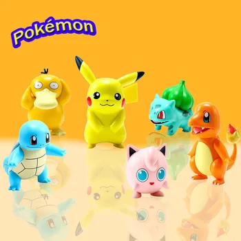 6 Stílusok Pokemon Sorozat Anime Pikachu Psyduck Squirtle Jigglypuff Bulbasaur Számok Játékok Modell Aranyos Gyerekek Ajándékokat
