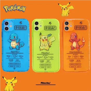 Pokemon Pikachu Rajzfilm Szilikon Pár Telefon Esetében Fluoreszkáló Squirtle Charmander Iphone 7 8Plus X Xr Xs Max 11 Sétány 0