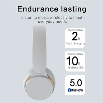 Divatos Fejhallgató Bluetooth Headset Fehér Aktív zajcsökkentés Fülhallgató Vezeték nélküli HD, Sztereó Összecsukható Mic Sport Zenét Fülhallgató 5