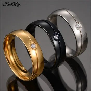 DarkMag 316L Rozsdamentes Acél Gyűrű Női Arany Ezüst Színű Kristály Eljegyzési, Esküvői Gyűrű, Ékszerek 0