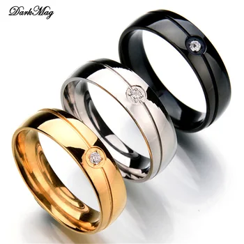 DarkMag 316L Rozsdamentes Acél Gyűrű Női Arany Ezüst Színű Kristály Eljegyzési, Esküvői Gyűrű, Ékszerek 1