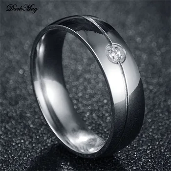 DarkMag 316L Rozsdamentes Acél Gyűrű Női Arany Ezüst Színű Kristály Eljegyzési, Esküvői Gyűrű, Ékszerek 3
