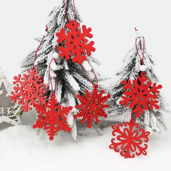 6db Kreatív Fa Hópihe Karácsony Medálok Díszek a karácsonyfára Parti Dekoráció Otthon szabadtéri Gyerekek Ajándék