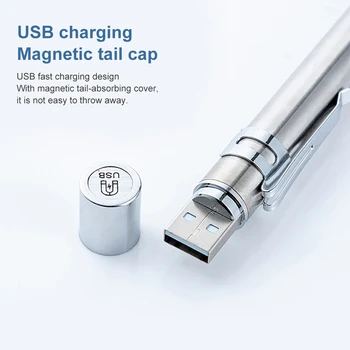 USB Újratölthető Orvosi Praktikus Lámpa Mini Ápolási Elemlámpa, Zseblámpa Lámpa Rozsdamentes Acél Clip Led-es Zseb Elemlámpa 3