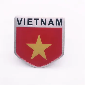 Alumínium Ötvözet Vietnami Nemzeti Jelkép Zászlók Logó karosszéria Matricák Pajzs-Stílus 5X5CM 0