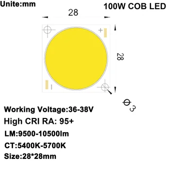 DIY LED U-HOME Magas CRI 95+ 100W DC36V-38V COB LED-es Nappali fény Fehér/Radiátor Radiátor vagy CPU Hűtő Ventilátor DIY házi-Mozi Vetítő