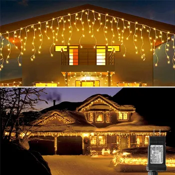 Jégcsap LED String Fények Csatlakoztatható 8 Módok Vízálló Lógó Függöny tündérfény az Esküvő Ünnep, Karácsonyi Díszek